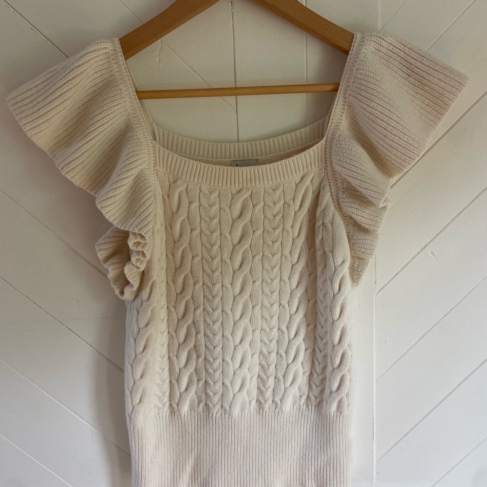 a new day Cream Off-the-Shoulder Sweater with Cable Knit Design